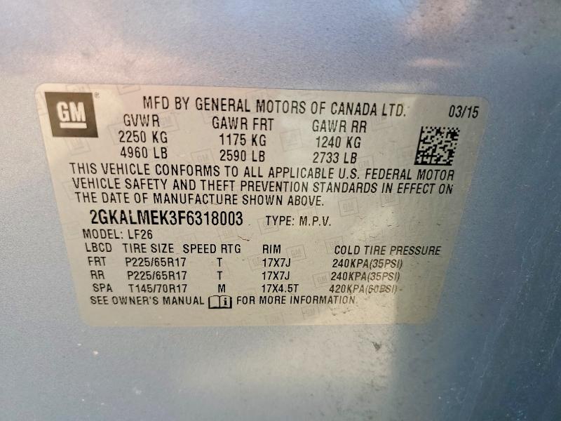 Aukcja sprzedaży 2015 Gmc Terrain, vin: 2GKALMEK3F6318003, numer aukcji: 51591776