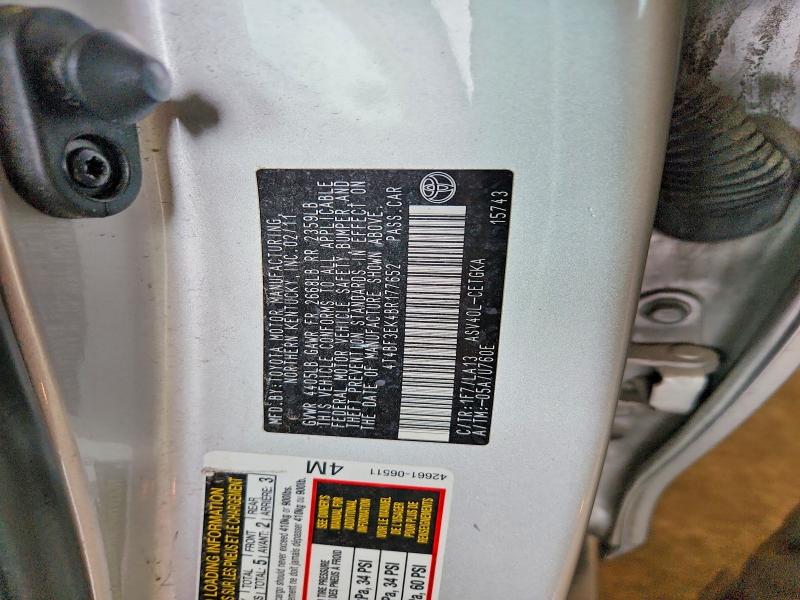 Продажа на аукционе авто 2011 Toyota Camry, vin: 4T4BF3EK4BR177652, номер лота: 55336626