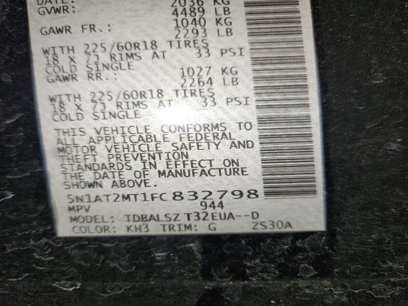 Aukcja sprzedaży 2015 Nissan Rogue, vin: 5N1AT2MT1FC832798, numer aukcji: 51917636