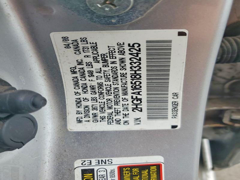 53984346 :رقم المزاد ، 2HGFA16518H332425 vin ، 2008 Honda Civic مزاد بيع