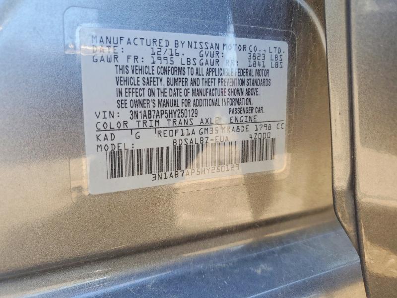 Продажа на аукционе авто 2017 Nissan Sentra, vin: 3N1AB7AP5HY250129, номер лота: 52858676