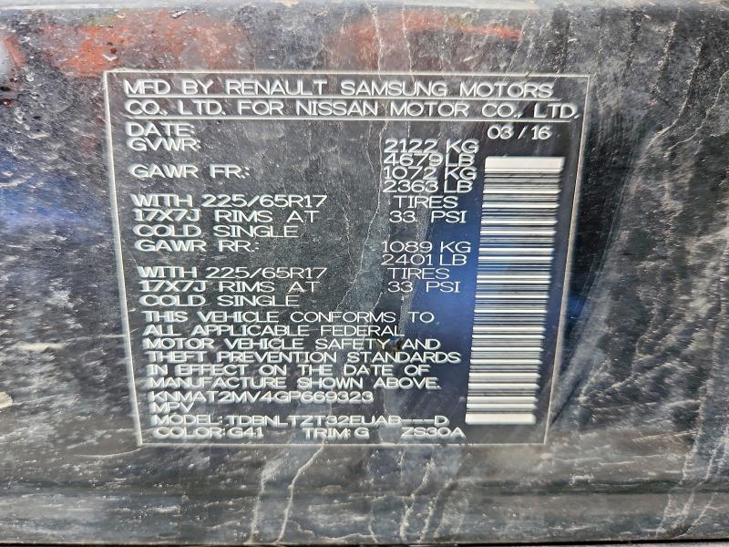 52155826 :رقم المزاد ، KNMAT2MV4GP669323 vin ، 2016 Nissan Rogue مزاد بيع