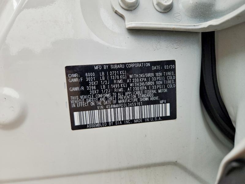 Aukcja sprzedaży 2020 Subaru Ascent, vin: 4S4WMARD3L3459161, numer aukcji: 53504356