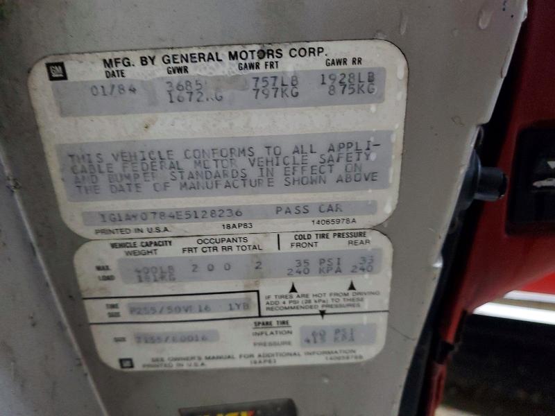 Продаж на аукціоні авто 1984 Chevrolet Corvette, vin: 1G1AY0784E5128236, номер лоту: 54661626