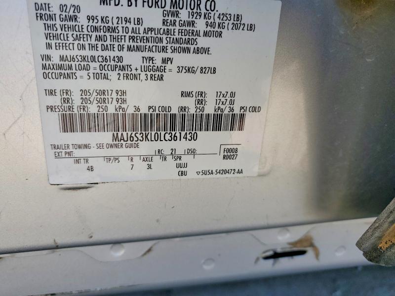 53988856 :رقم المزاد ، MAJ6S3KL0LC361430 vin ، 2020 Ford Ecosport مزاد بيع