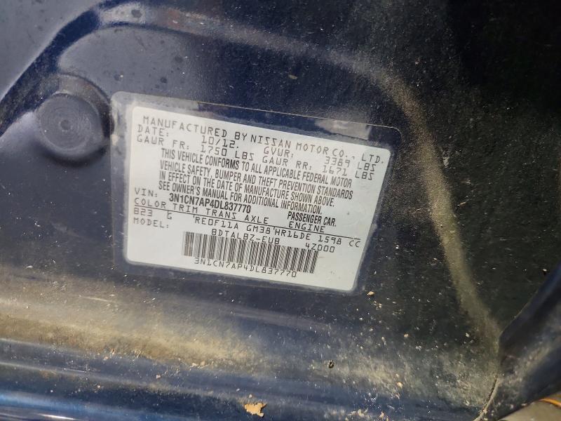 Aukcja sprzedaży 2013 Nissan Versa, vin: 3N1CN7AP4DL837770, numer aukcji: 55216586