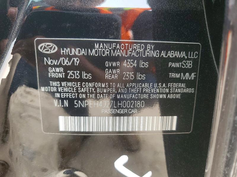 2020 Hyundai Sonata მანქანა იყიდება აუქციონზე, vin: 5NPEH4J27LH002180, აუქციონის ნომერი: 52409066