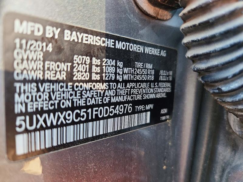 2015 Bmw X3 მანქანა იყიდება აუქციონზე, vin: 5UXWX9C51F0D54976, აუქციონის ნომერი: 54949066