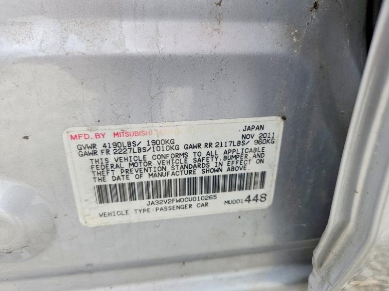 54286766 :رقم المزاد ، JA32V2FW0CU010265 vin ، 2012 Mitsubishi Lancer مزاد بيع