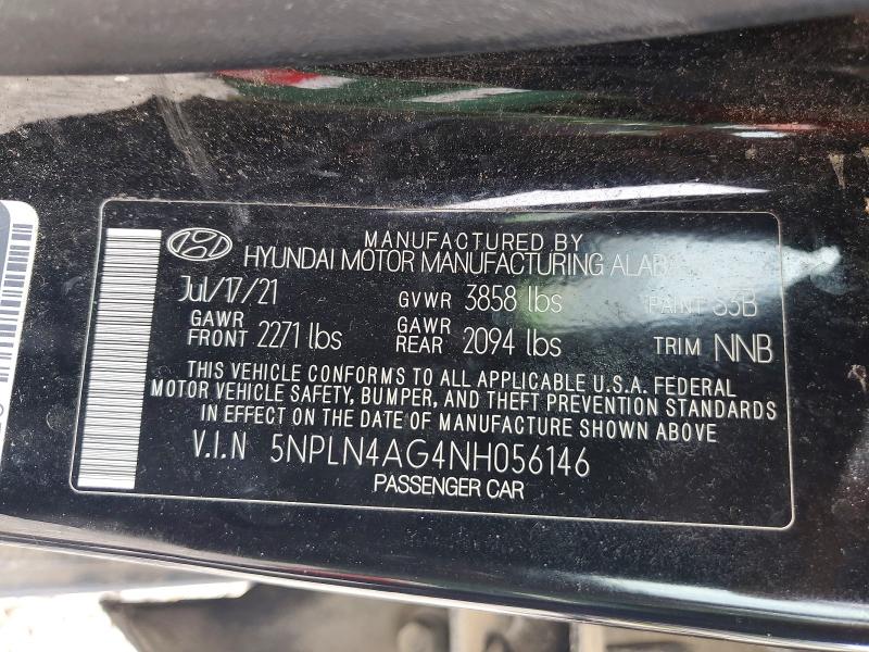 49788276 :رقم المزاد ، 5NPLN4AG4NH056146 vin ، 2022 Hyundai Elantra مزاد بيع