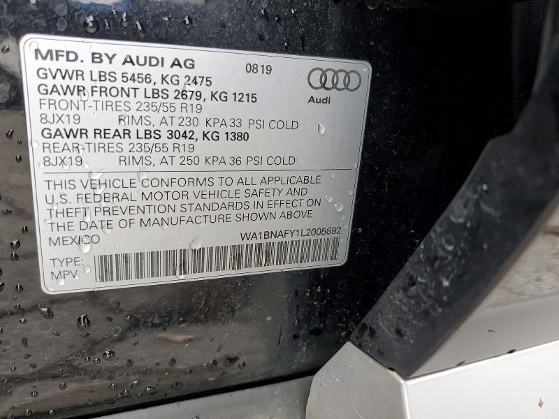 Продаж на аукціоні авто 2020 Audi Q5, vin: WA1BNAFY1L2005692, номер лоту: 52089586