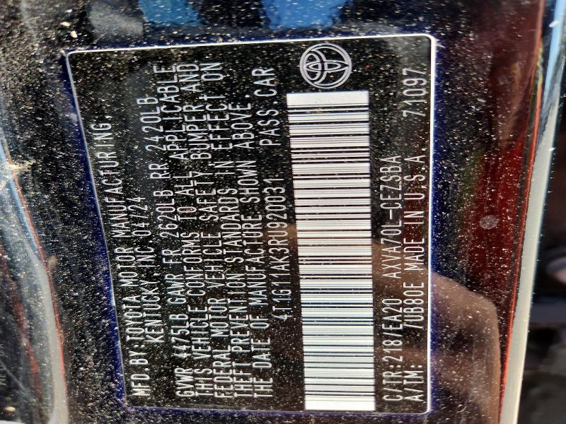 2024 Toyota Camry მანქანა იყიდება აუქციონზე, vin: 4T1G11AK3RU920031, აუქციონის ნომერი: 51846676