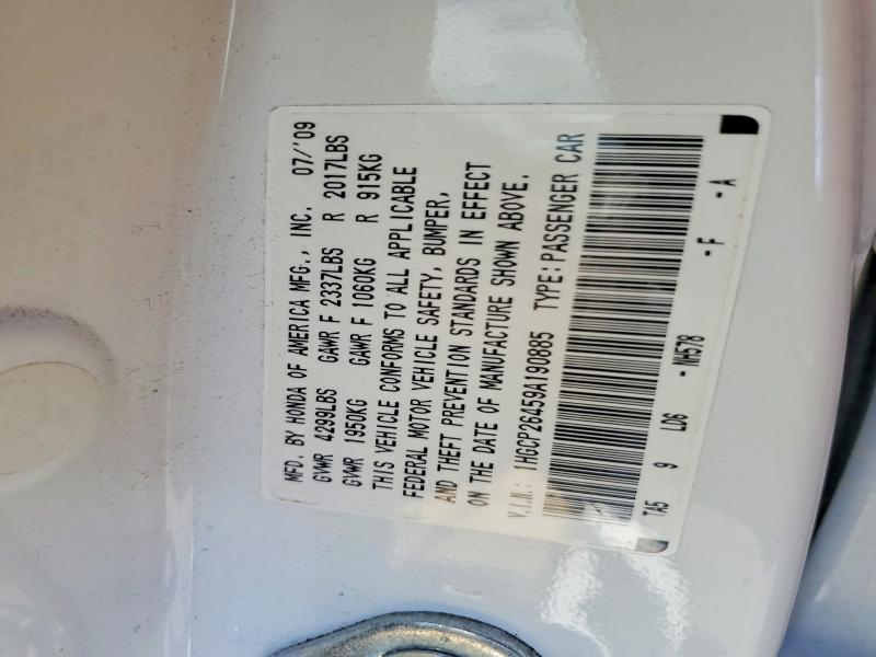 Продажа на аукционе авто 2009 Honda Accord, vin: 1HGCP26459A190885, номер лота: 55068256