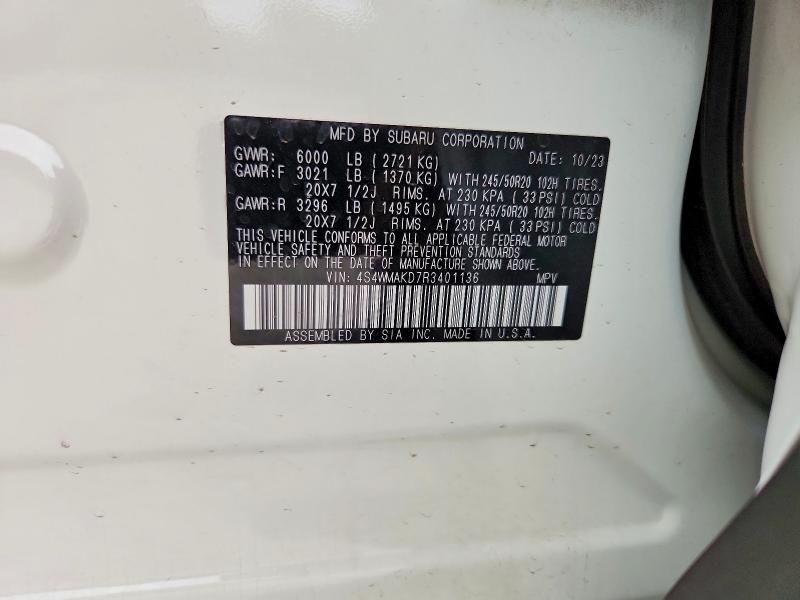 Aukcja sprzedaży 2024 Subaru Ascent, vin: 4S4WMAKD7R3401136, numer aukcji: 54860576