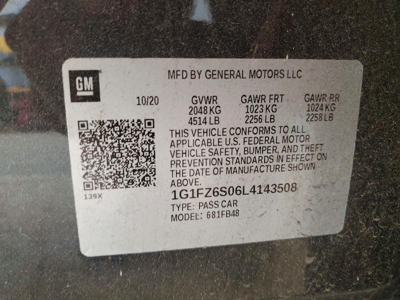 Aukcja sprzedaży 2020 Chevrolet Bolt Ev, vin: 1G1FZ6S06L4143508, numer aukcji: 51881766