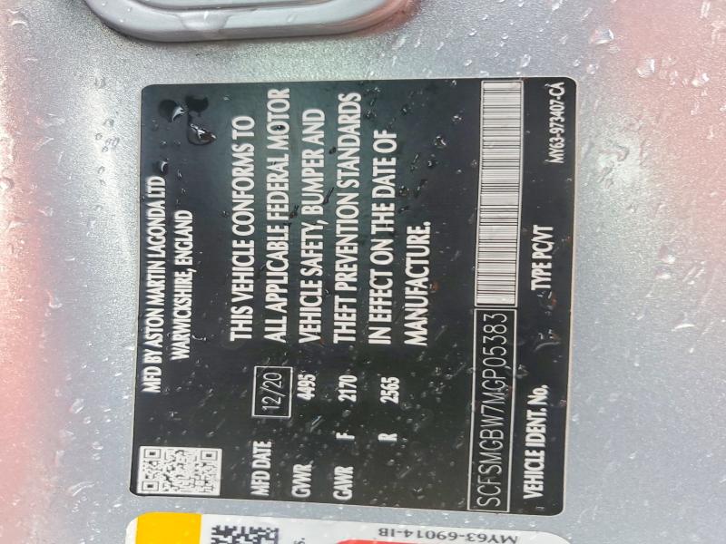 Продажа на аукционе авто 2021 Aston Martin Vantage, vin: SCFSMGBW7MGP05383, номер лота: 54772596