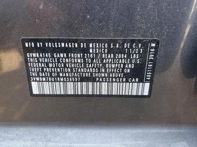 Aukcja sprzedaży 2024 Volkswagen Jetta, vin: 3VWBM7BU1RM036597, numer aukcji: 51884426