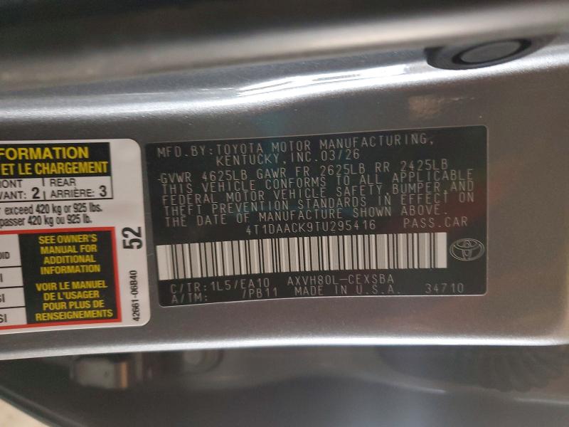 52210086 :رقم المزاد ، 4T1DAACK9TU295416 vin ، 2026 Toyota Camry مزاد بيع