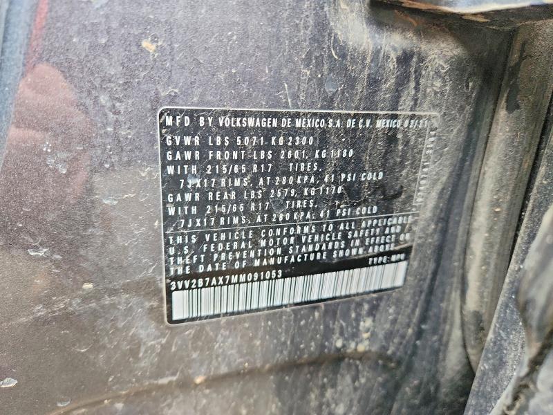 53052226 :رقم المزاد ، 3VV2B7AX7MM091053 vin ، 2021 Volkswagen Tiguan مزاد بيع