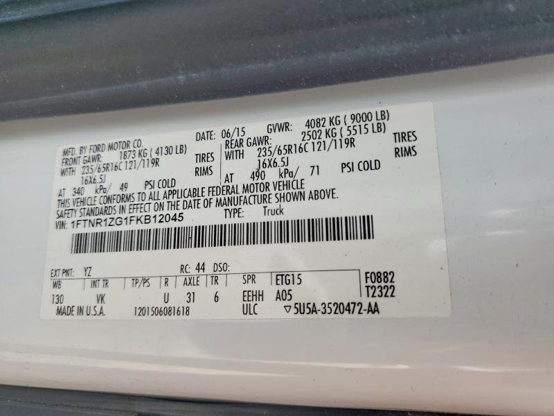 2015 Ford Transit მანქანა იყიდება აუქციონზე, vin: 1FTNR1ZG1FKB12045, აუქციონის ნომერი: 54796406