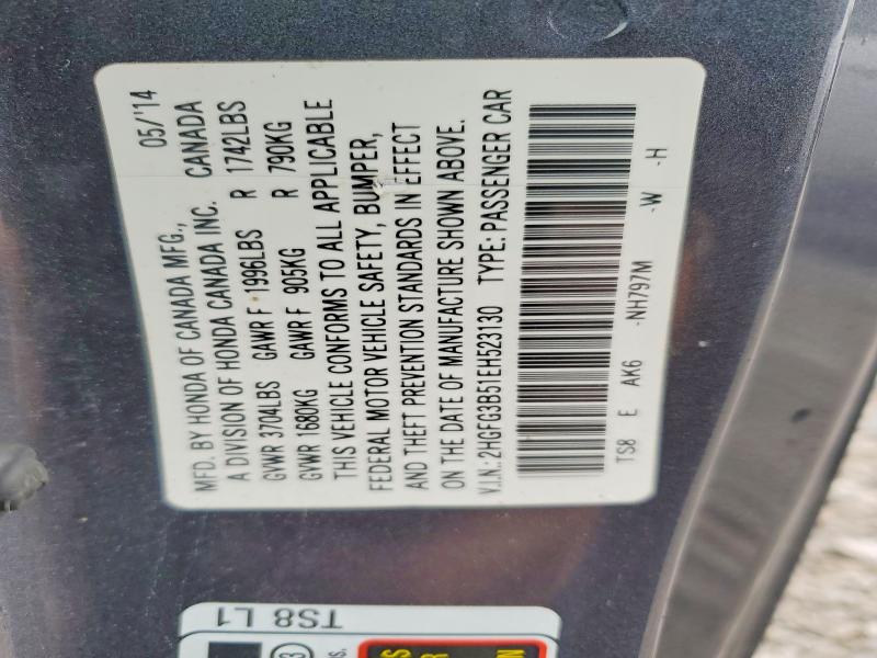 54531056 :رقم المزاد ، 2HGFG3B51EH523130 vin ، 2014 Honda Civic مزاد بيع