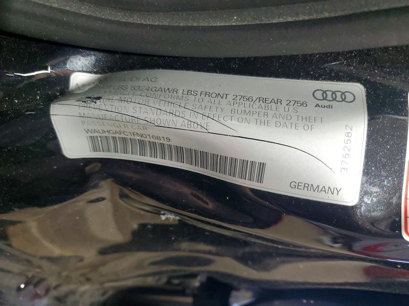 2015 Audi A6 მანქანა იყიდება აუქციონზე, vin: WAUHGAFC1FN016819, აუქციონის ნომერი: 52138496