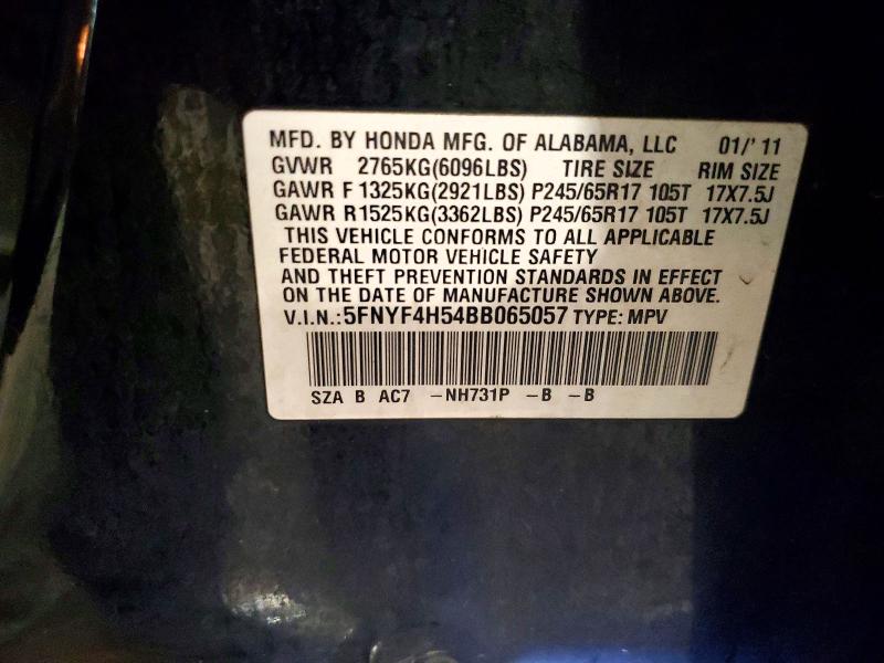 55341506 :رقم المزاد ، 5FNYF4H54BB065057 vin ، 2011 Honda Pilot مزاد بيع