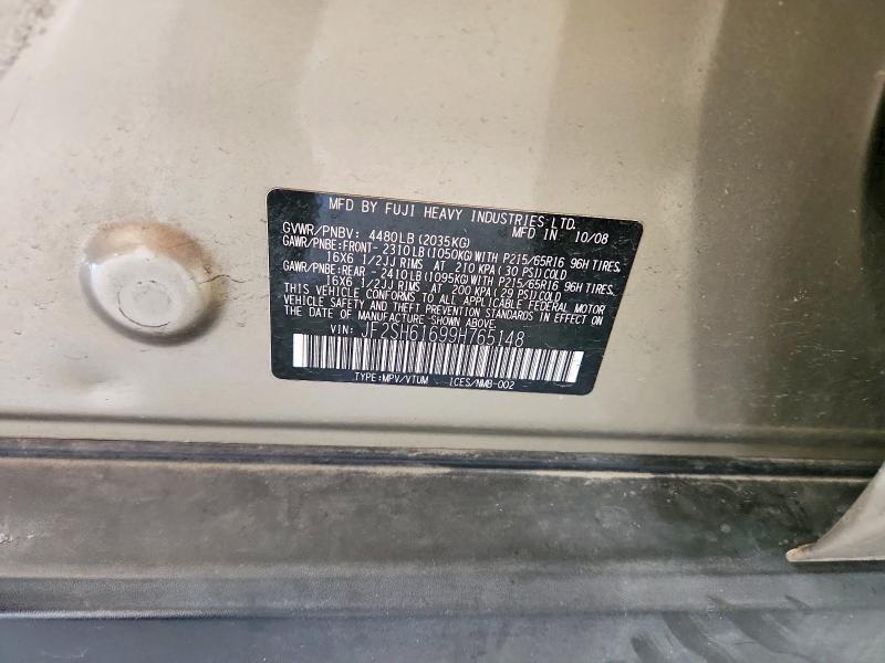 2009 Subaru Forester მანქანა იყიდება აუქციონზე, vin: JF2SH61699H765148, აუქციონის ნომერი: 54399676