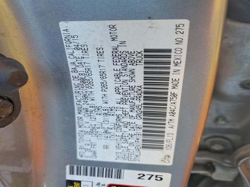 52391276 :رقم المزاد ، 3TMLU4EN1FM191107 vin ، 2015 Toyota Tacoma مزاد بيع