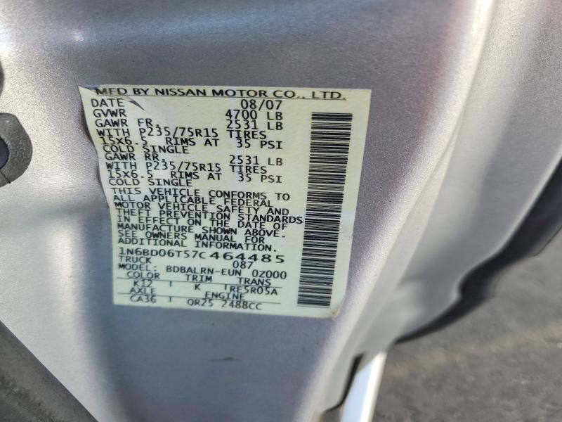 2007 Nissan Frontier მანქანა იყიდება აუქციონზე, vin: 1N6BD06T57C464485, აუქციონის ნომერი: 54000056