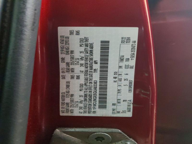 Продаж на аукціоні авто 2016 Ford Escape, vin: 1FMCU9GX5GUA83383, номер лоту: 52250006