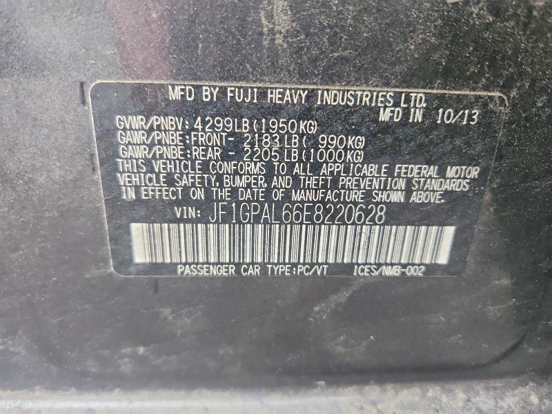 Продажа на аукционе авто 2014 Subaru Impreza, vin: JF1GPAL66E8220628, номер лота: 52467676