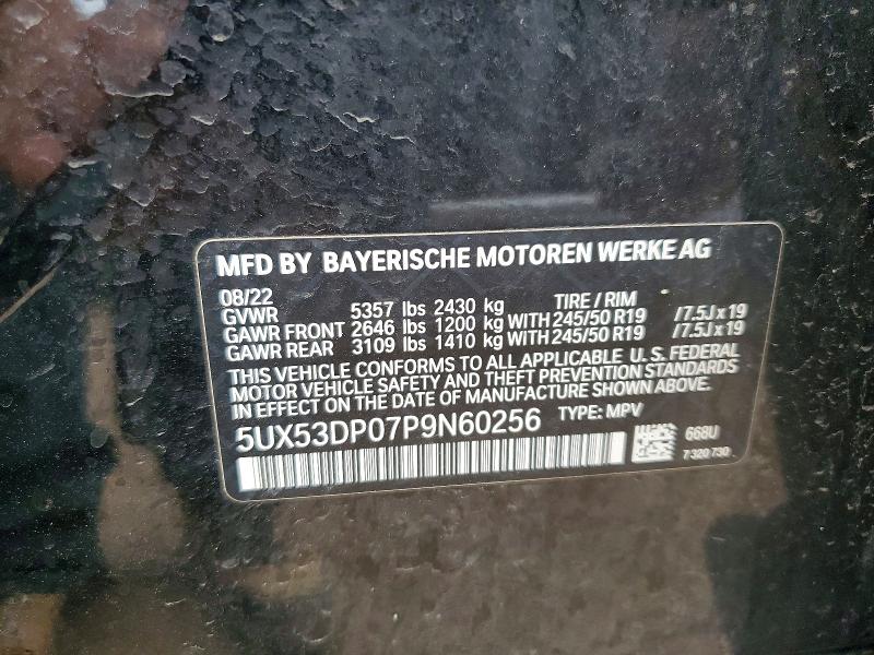 2023 Bmw X3 მანქანა იყიდება აუქციონზე, vin: 5UX53DP07P9N60256, აუქციონის ნომერი: 53524386