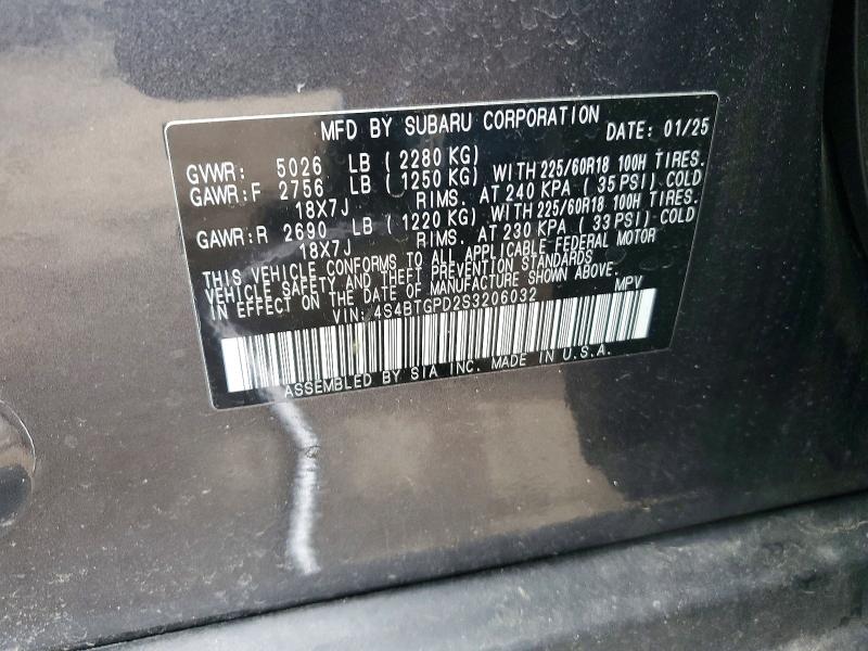 2025 Subaru Outback მანქანა იყიდება აუქციონზე, vin: 4S4BTGPD2S3206032, აუქციონის ნომერი: 53600016