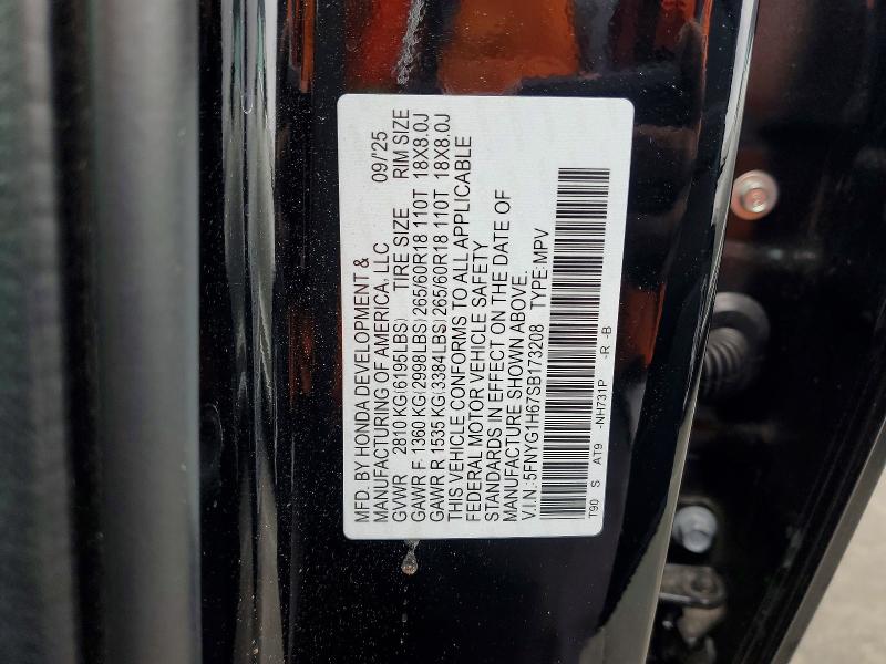 Продажа на аукционе авто 2025 Honda Pilot, vin: 5FNYG1H67SB173208, номер лота: 53979596
