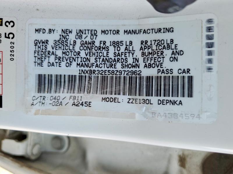 Aukcja sprzedaży 2008 Toyota Corolla, vin: 1NXBR32E58Z972962, numer aukcji: 53624186