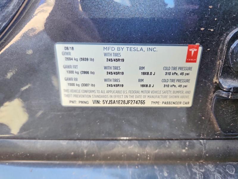 Продаж на аукціоні авто 2018 Tesla Model S, vin: 5YJSA1E28JF274765, номер лоту: 55080656
