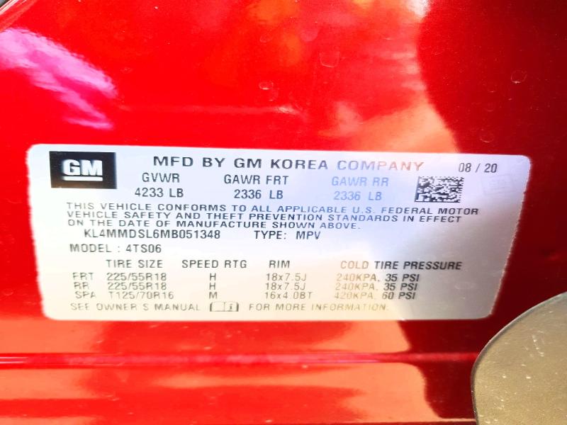 52341886 :رقم المزاد ، KL4MMDSL6MB051348 vin ، 2021 Buick Encore Gx مزاد بيع