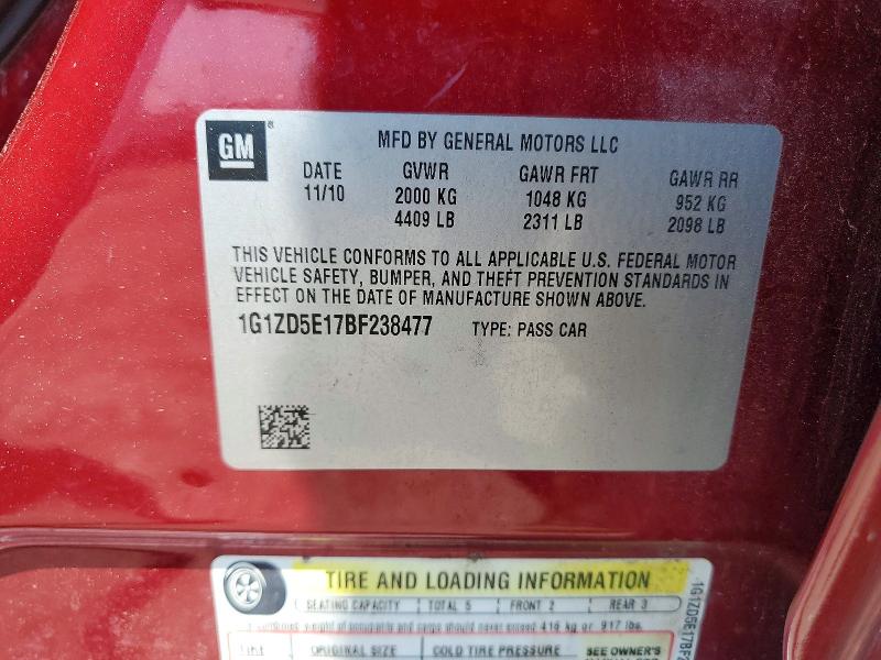 Продаж на аукціоні авто 2011 Chevrolet Malibu, vin: 1G1ZD5E17BF238477, номер лоту: 51185406