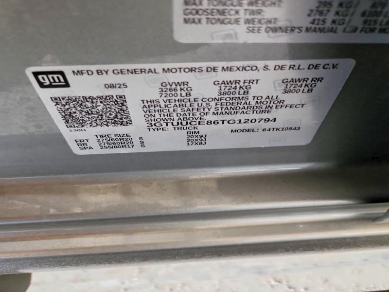 Aukcja sprzedaży 2026 Gmc Sierra, vin: 3GTUUCE86TG120794, numer aukcji: 51534866