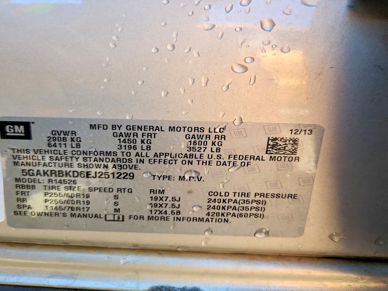2014 Buick Enclave მანქანა იყიდება აუქციონზე, vin: 5GAKRBKD6EJ251229, აუქციონის ნომერი: 53373136