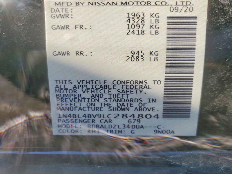 Продаж на аукціоні авто 2020 Nissan Altima, vin: 1N4BL4BV9LC284804, номер лоту: 53365266
