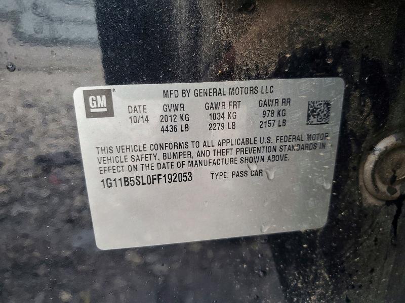 2015 Chevrolet Malibu მანქანა იყიდება აუქციონზე, vin: 1G11B5SL0FF192053, აუქციონის ნომერი: 54469166