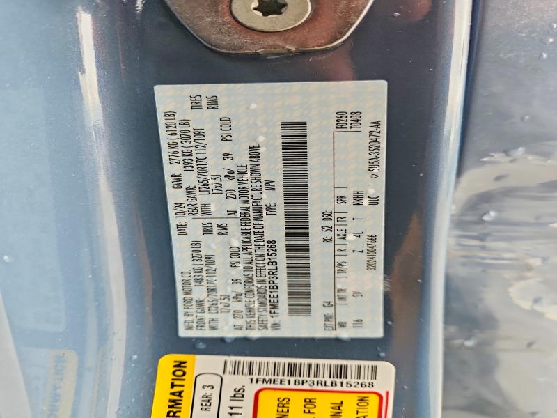 2024 Ford Bronco მანქანა იყიდება აუქციონზე, vin: 1FMEE1BP3RLB15268, აუქციონის ნომერი: 54891946
