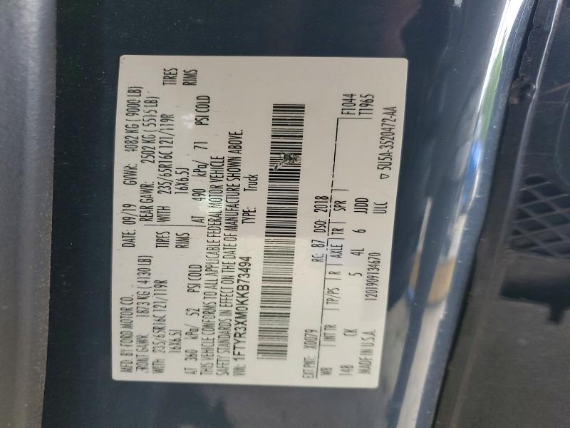 52135746 :رقم المزاد ، 1FTYR3XM0KKB73494 vin ، 2019 Ford Transit مزاد بيع