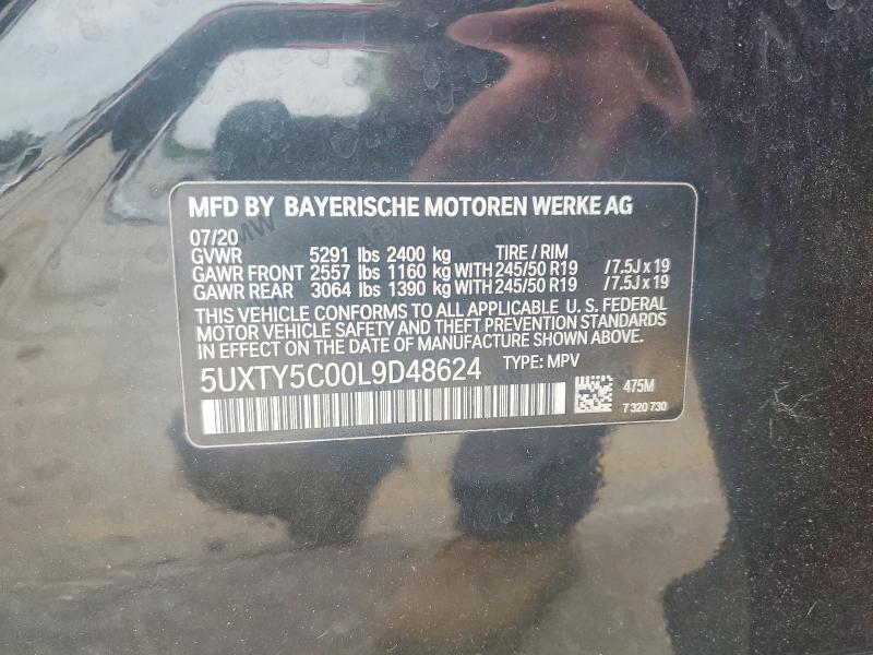 2020 Bmw X3 მანქანა იყიდება აუქციონზე, vin: 5UXTY5C00L9D48624, აუქციონის ნომერი: 54506646