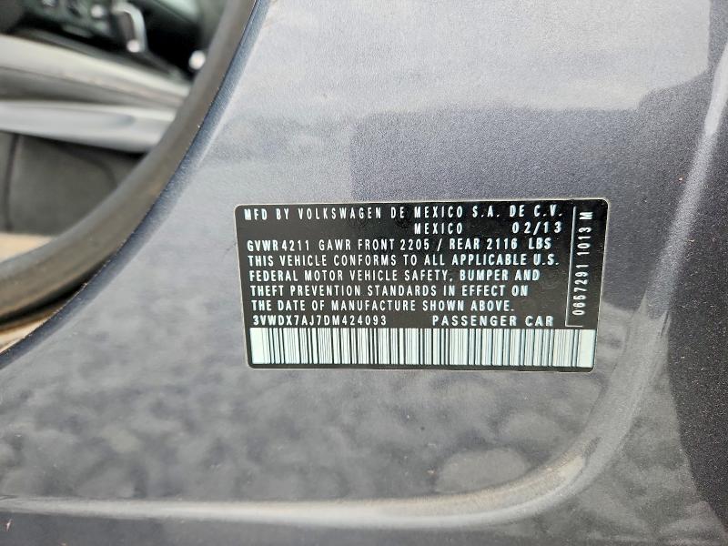 Aukcja sprzedaży 2013 Volkswagen Jetta, vin: 3VWDX7AJ7DM424093, numer aukcji: 53409166