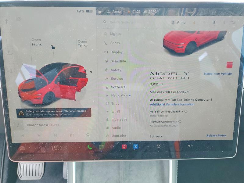 Aukcja sprzedaży 2026 Tesla Model Y, vin: 7SAYGDEE4TA584760, numer aukcji: 54605316