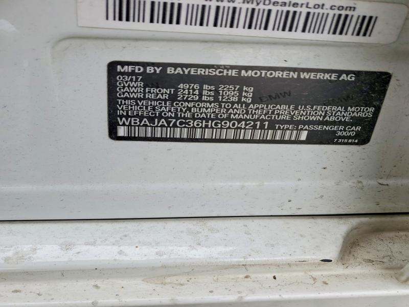 Aukcja sprzedaży 2017 Bmw 530, vin: WBAJA7C36HG904211, numer aukcji: 53180846