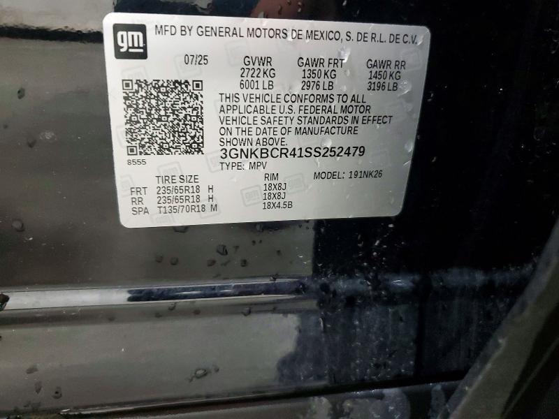 53813326 :رقم المزاد ، 3GNKBCR41SS252479 vin ، 2025 Chevrolet Blazer مزاد بيع